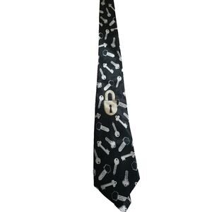Vintage Designs By A. Rogers Men's Black Locksmith Delemma Neck Tie